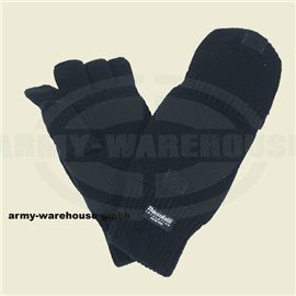Strick-Handschuhe,ohne Finger,zugl. Fausthandschuh, schwarz