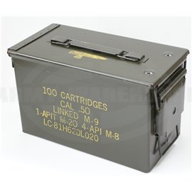 orig. US Munitionsbox für CAL .50, 100 Cartridges, Metallbox, Ammunition Box M-9
