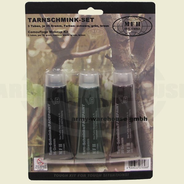 Tarnschminkset, 3 Farben,3 Tuben je 35 g