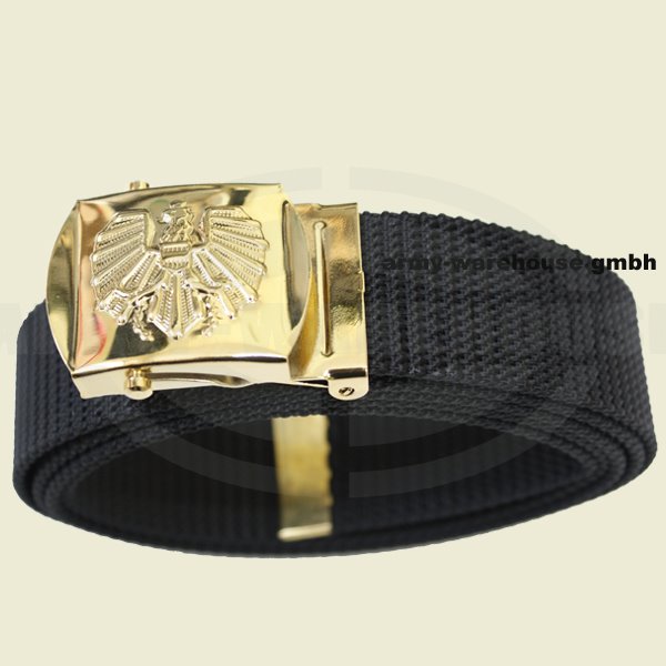 Bundesheer Hosengürtel schwarz, Schnalle gold, neu