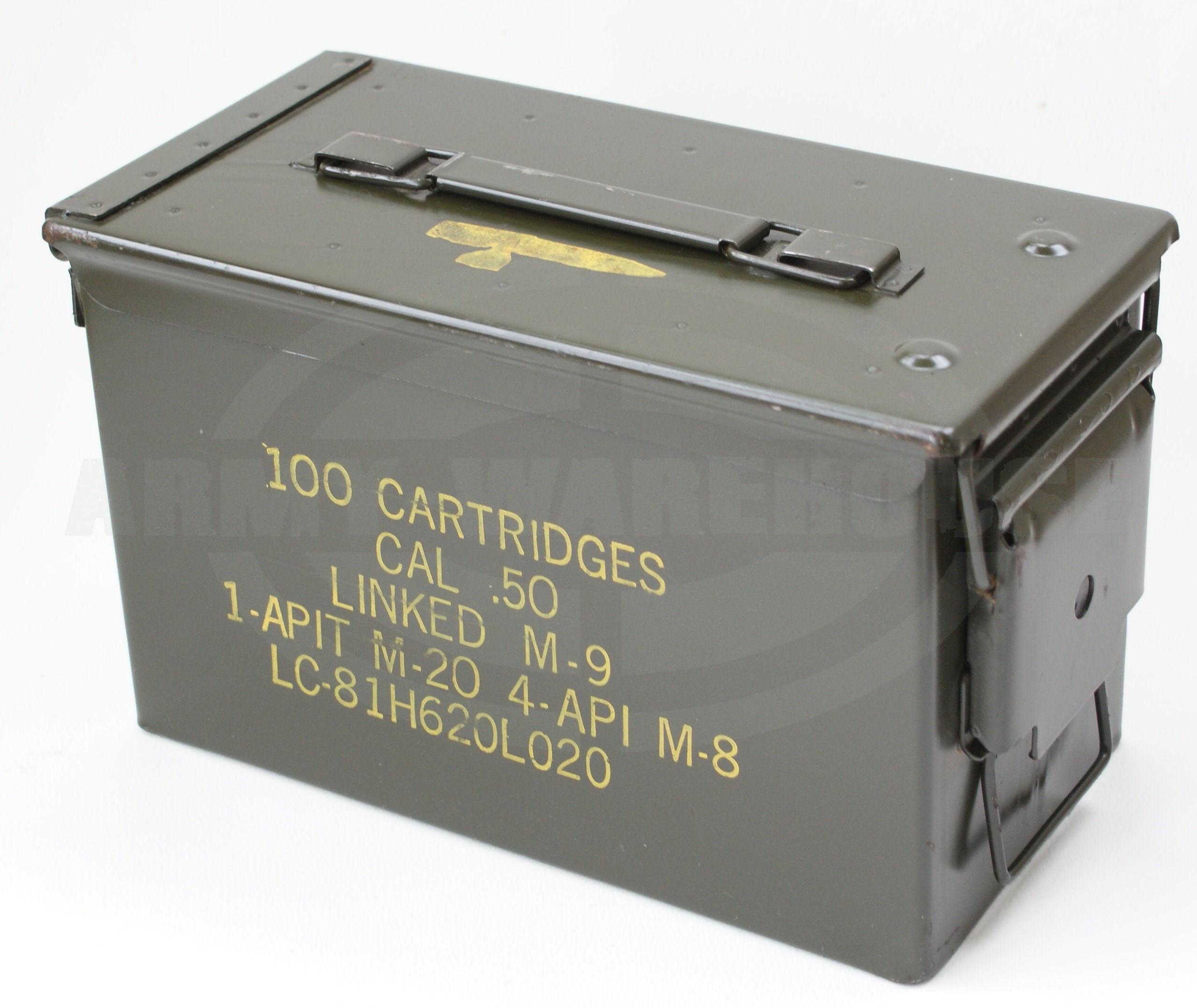 orig. US Munitionsbox für CAL .50, 100 Cartridges, Metallbox, Ammunition Box M-9