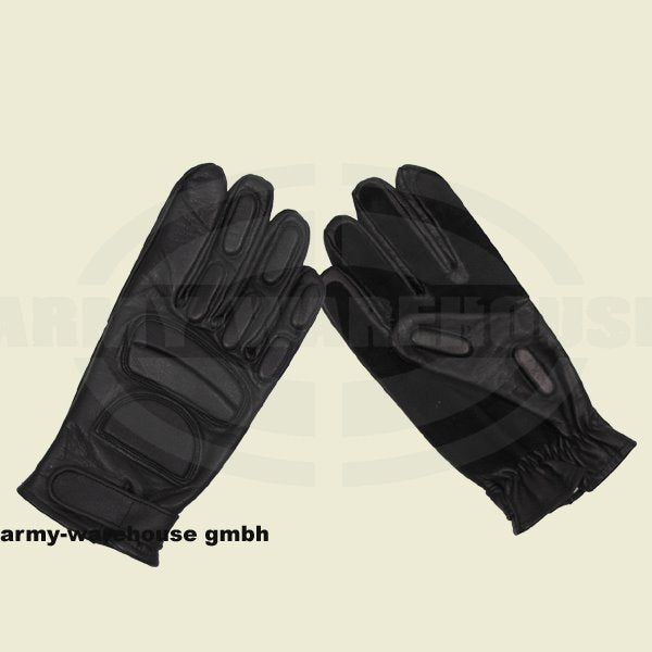 Lederhandschuhe, schwarz, mitPolsterung und Wildlederverst.