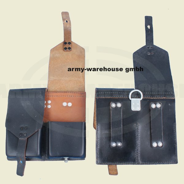 Bundesheer StG58 Magazintasche doppelt, Leder, schwarz
